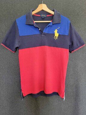 Polo Ralph Lauren Colorblock Red Blue Polo Shirt Classic Americana Kids L/14-16